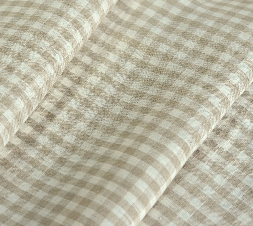 Gingham Check Fabric Linen And Cotton